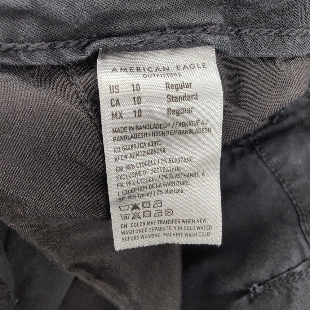 American Eagle Womens Gorpcore Cargo Super High Rise Baggy Wide Pants 10 Black - Picture 8 of 16